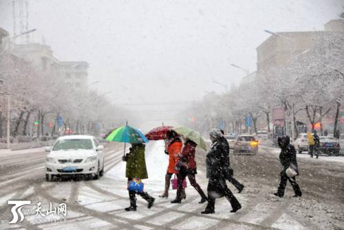 新疆塔城地區(qū)普降大雪 市民出行受阻