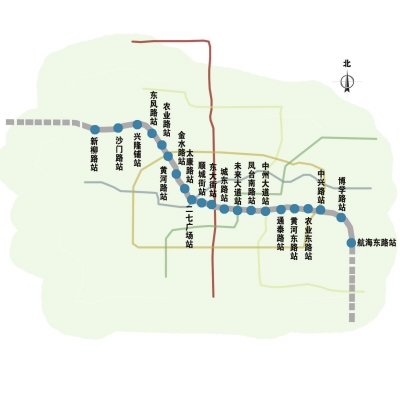 鄭州地鐵3號(hào)線站點(diǎn)示意圖　扈森制圖
